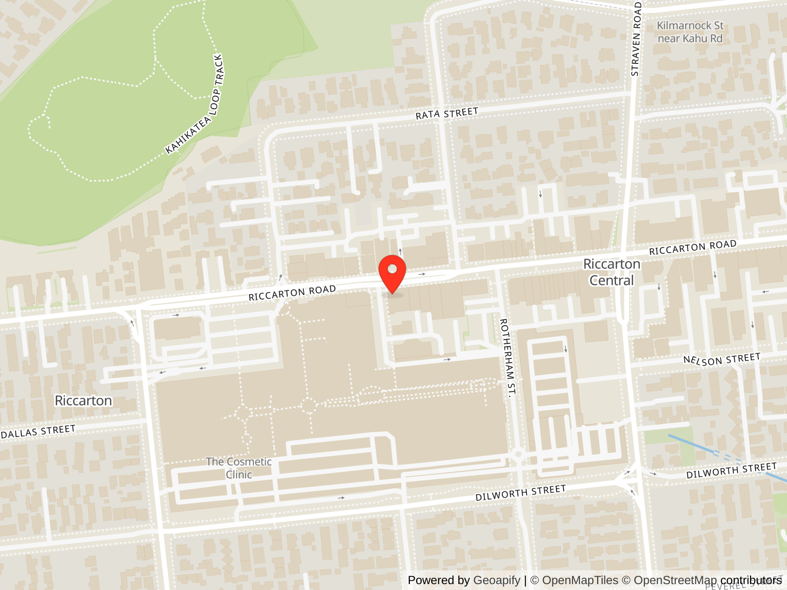Map showing The Pawn Shop at 121 Riccarton Rd, Riccarton, Christchurch 8041